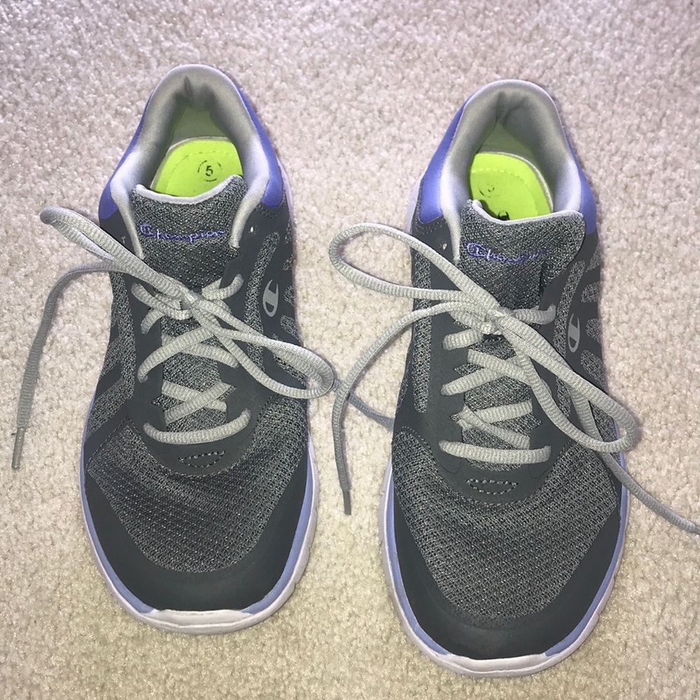 Champion Grey and Purple Sneakers Kids Size 5